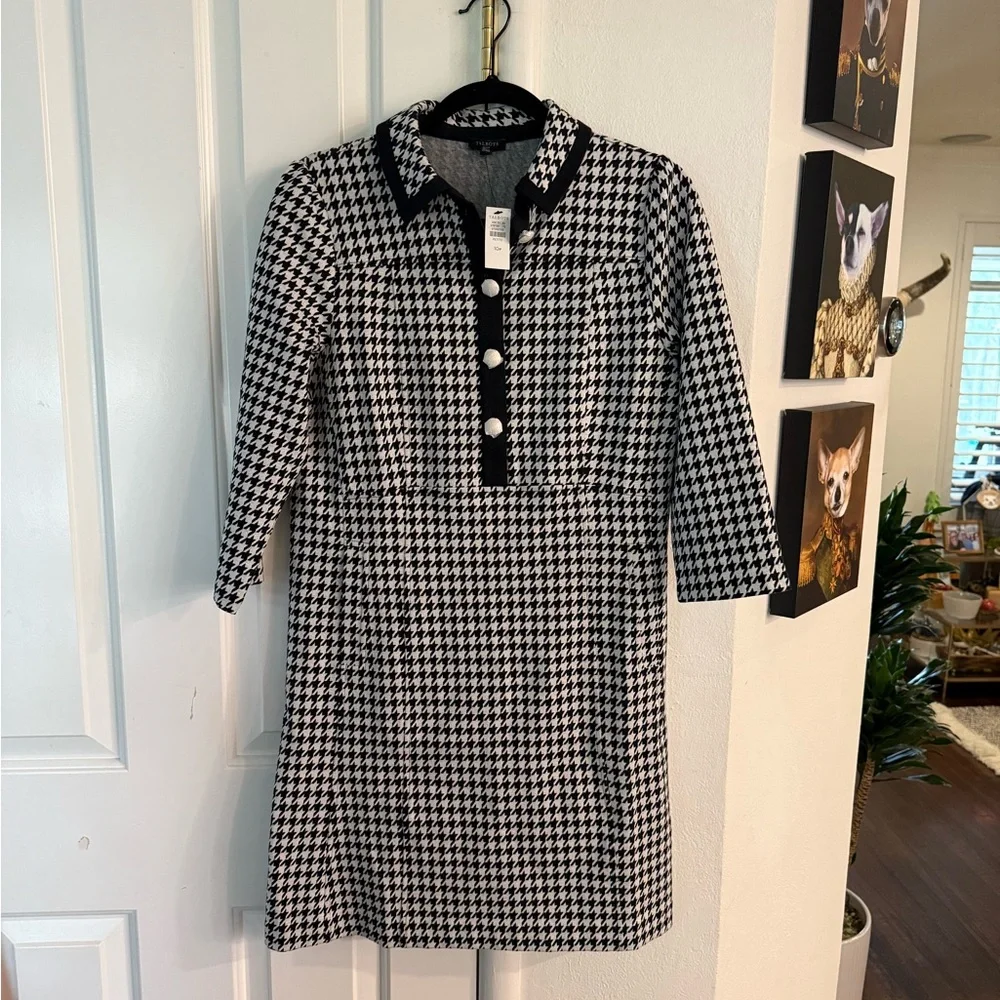 Talbots Black and White Houndstooth Dress 10P - Picture 1 of 2